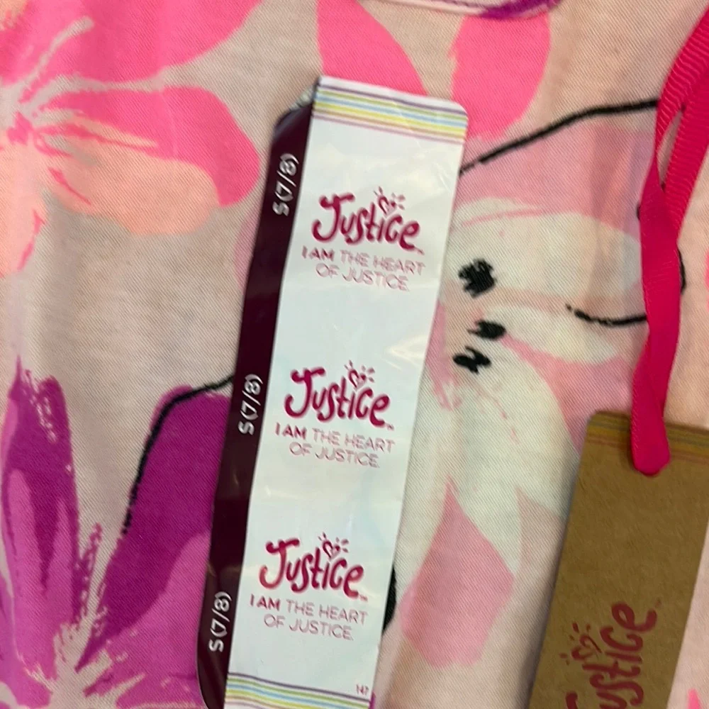 NWT- Justice Girls' Pink Floral Tank Top (size 7/8)
